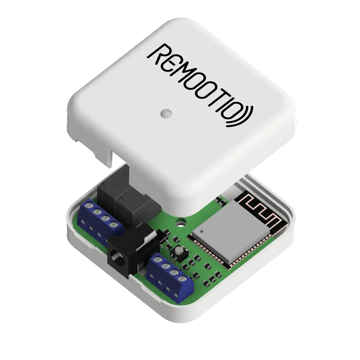White REMOOTIO smart gate controller with exposed circuit board for automated swing or sliding gates in Qatar