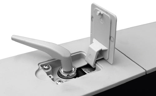 Swing Gate Motor handle and mechanism in aluminum housing for durability and security.