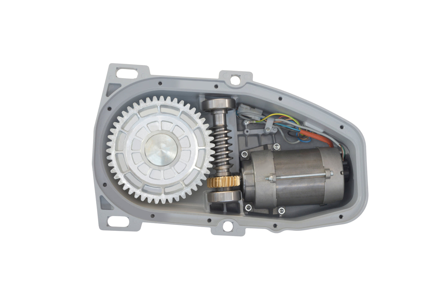 Comunello Eagle underground actuator with 230V IP67 protection, showing internal mechanism.