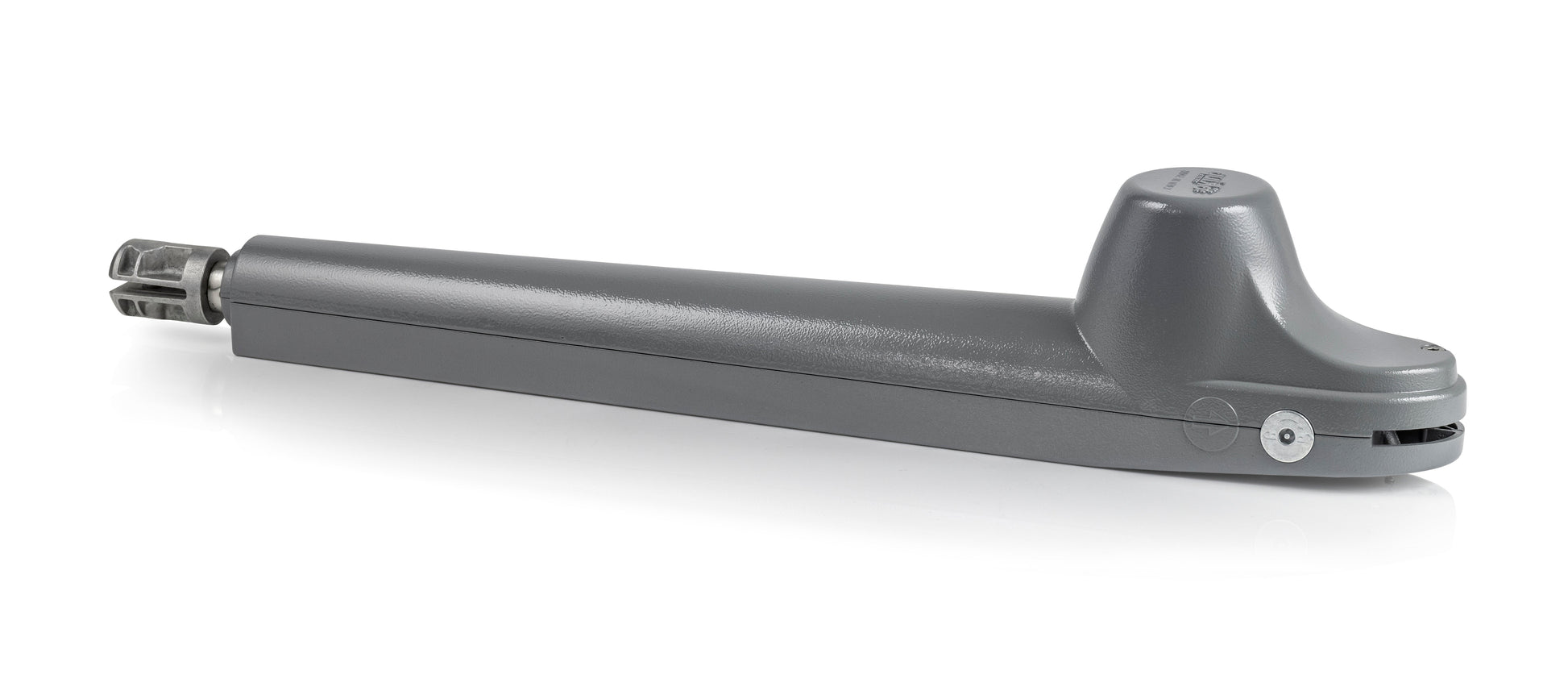 Quiko Rotello swing gate opener in a durable grey aluminum body with electromechanical mechanism.