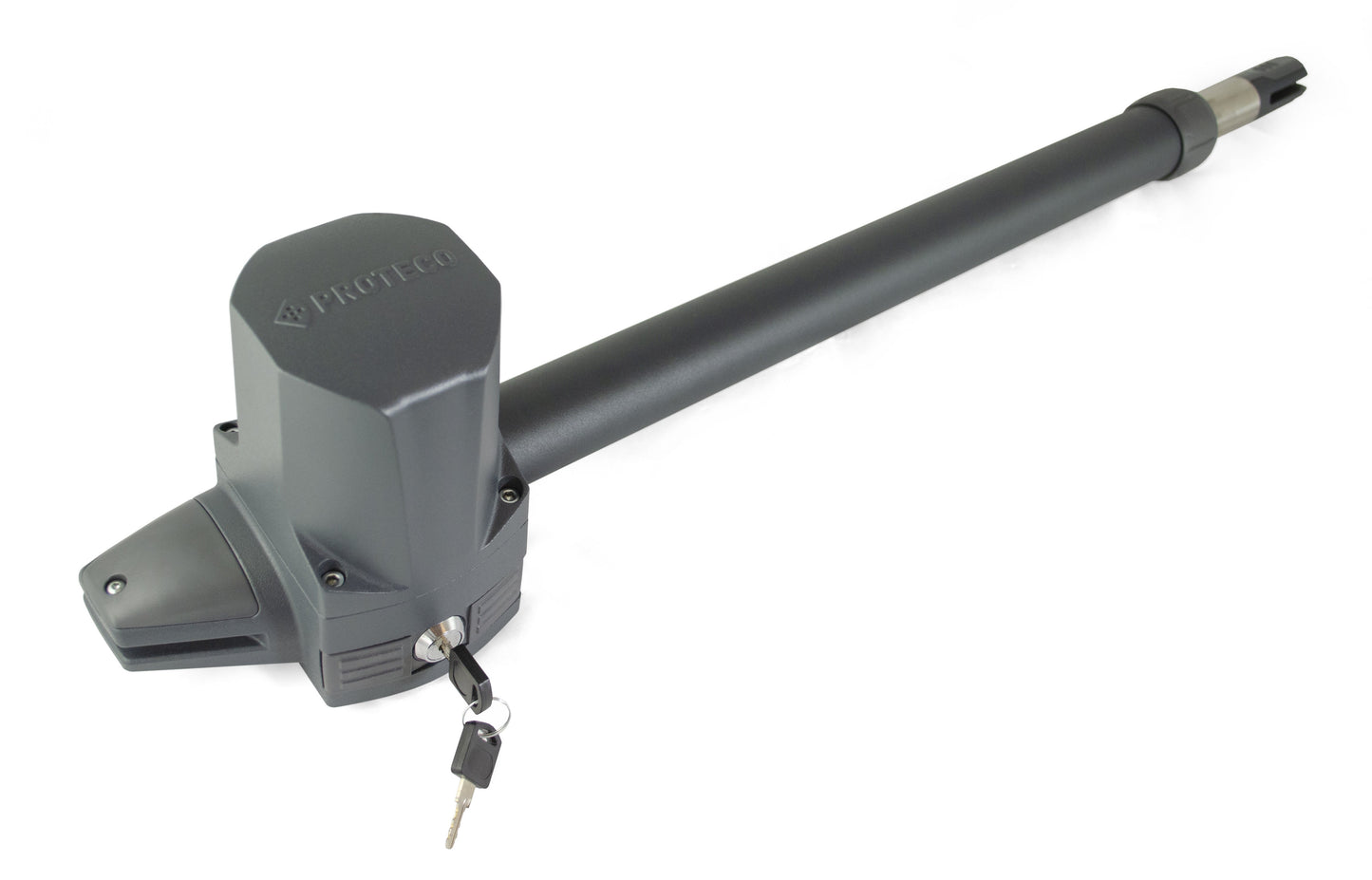 Proteco Electromechanical telescopic operator with bronze gearing and practical manual release system for swing gates.