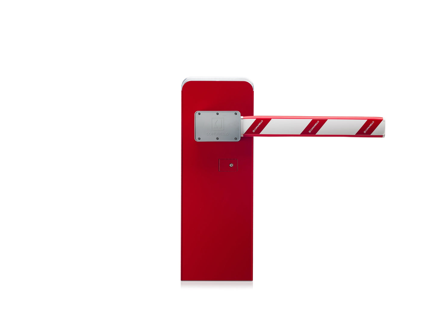 Comunello Limit 600 24V 6M Intensive Use Gate Barrier with red casing and white arm.