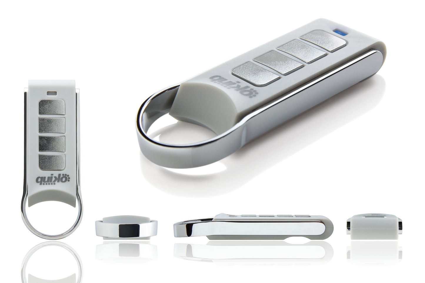 Remotes- Quiko Automation 4-Channel Remotes with sleek silver design.