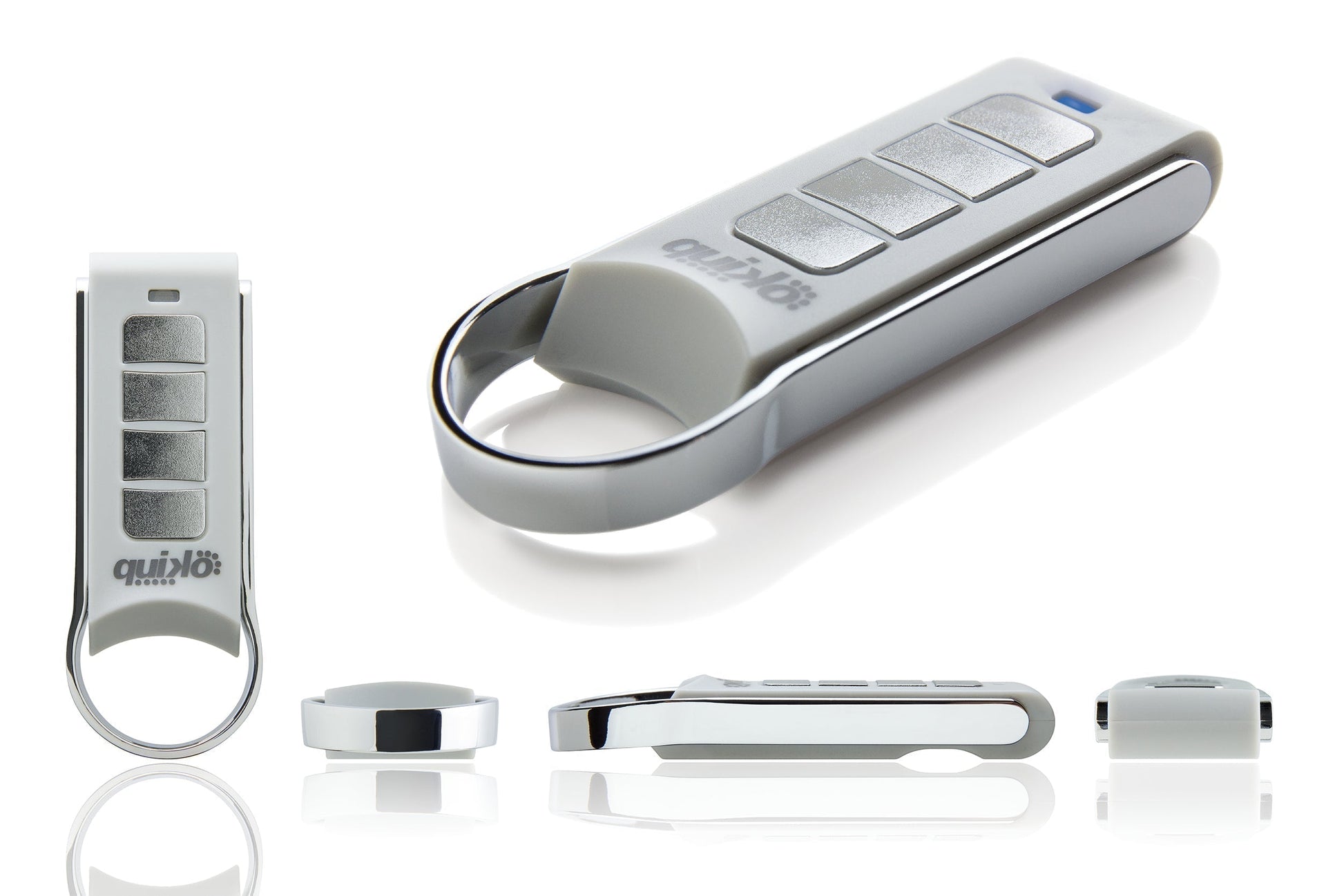 Remotes- Quiko Automation 4-Channel Remotes with sleek silver design.