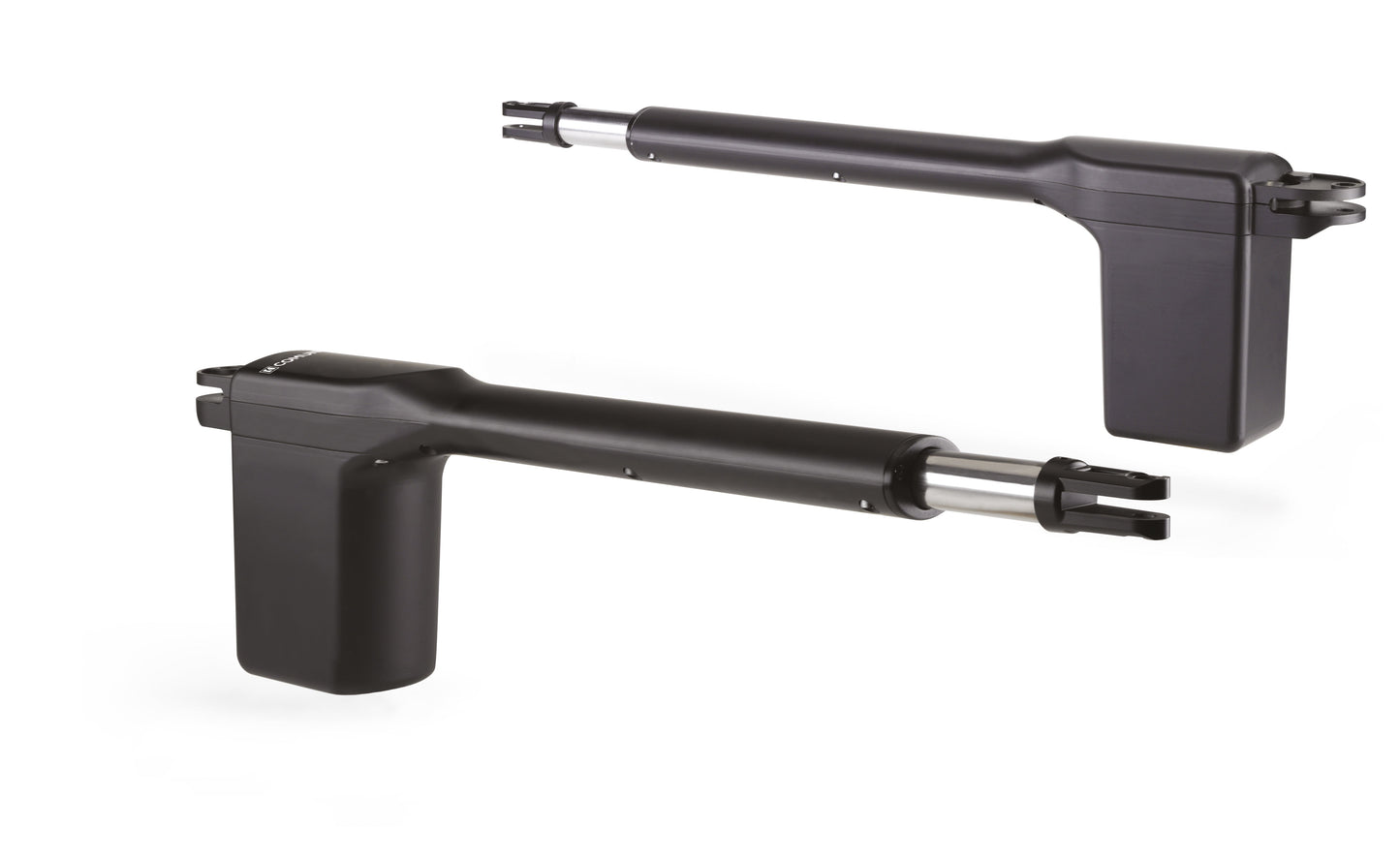 Swing gate Motor- Comunello RAM 300 230V, black dual arm design for gate automation.